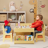 4-in-1 Kids Table and Chairs Set with Removable Tabletop Storage, Toddler Craft Table and Charis for Drawing Playing Studying Eating in Playroom Kids Room Living Room
