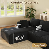 Lofka 134.3" Corduroy Sectional Sofa for Living Room L-Shaped Cloud Couch with Left-Facing Chaise