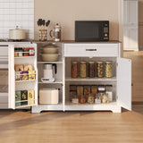 Noelse Kitchen Buffet Cabinet with Storage Small Coffee Bar Cabinet with Drawer, Kitchen Pantry Storage Cabinet with Door and Shelves for Kitchen Bathroom and Living Room, White and Rustic