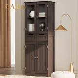 66.9 "H Kitchen Pantry Storage Cabinet with 2 Drawers, 4 Doors , Freestanding Storage Cabinet for Kitchen, Bathroom, Living Room - Brown