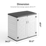 Asofer Resin Outdoor Storage Shed, Weather Resistance, Garden Tools, Horizontal Storage Cabinet for Patios, Backyards