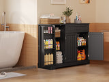 Noelse Kitchen Buffet Cabinet with Storage Small Coffee Bar Cabinet with Drawer, Kitchen Pantry Storage Cabinet with Door and Shelves for Kitchen Bathroom and Living Room, Black