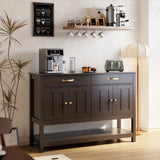 Aiho 47” Modern Farmhouse Buffet Sideboard Cabinet with 2 Drawers & Doors, Multi-Functional Coffee Bar & Entryway Table with Shelf for Living Room, Hallway Storage, Dark Brown