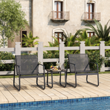 3 Pieces Patio Conversation Set Textilene Bistro Chairs Set of 2 with Coffee Table - Black