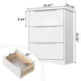White Dresser with 3 Drawers, Wood Tall Chest, Built-in Handle Drawers for Bedroom, Home, Living Room, Hallway - White