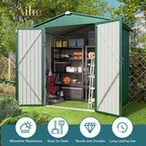 6' x 4' Metal Outdoor Storage Shed with Double Lockable Doors - Green