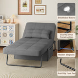 Noelse Sleeper Chair Bed 4 in 1 Sofa Bed, Convertible Chair Assembly-Free Folding Ottoman with Adjustable Backrest and Pillow for Living Room, Office, Dark Gray