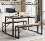 45.5" Dining Table Set for 4, Kitchen Table with 2 Benches for Kitchen, Dining Room - Gray