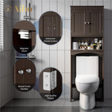 Over The Toilet Storage Cabinet with Adjustable Shelf and Double Doors - Espresso