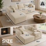 Lofka 105" Sectional Sofa, Cloud Boneless Couch for Living Room, L-Shape Soft Modular Couch for Bedroom, No Assembly Required, Beige White