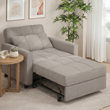 Convertible Futon Sofa Bed, Asofer Sleeper Chair with Pull-Out Bed, Couch for Living Room, Gray
