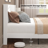 Quiet Full Platform Bed Frame with Headboard, Tool-Free Setup, Sturdy 850lb Support & Under Bed Storage, Dark Gray