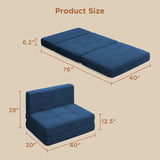 Futon Sofa Bed,Lofka 76"D Convertible Couch with Soft Cushion for Living Room|Dorm Room, Blue