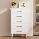 Dresser for Bedroom Clearance, Lofka 5 Drawers Dresser Gold Metal Handle, Wood Storage Cabinet for Living Room