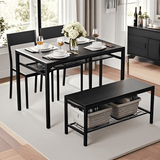 4 Piece Dining Table Set for 4, Lofka Kitchen Table and 2 Chairs with Bench for Small Space, Apartment