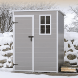 5' x 3' Outdoor Storage Shed, Lofka Resin Outdoor Storage Cabinet with Double Lockable Doors, Waterproof Tool Shed, Gray