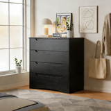 Asofer 32"H 4-Drawer White Dresser with Modern Cutout Handles – Stylish Dresser for Bedroom