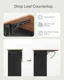 Kitchen Island with Storage, Mobile Kitchen Island Side Table on Wheels with Rubber Wood Drop-leaf Countertop , Side Rack and Drawer and for Kitchen,Dining Room - Black