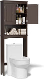 Over The Toilet Storage Cabinet with Open Shelf and Double Doors - Espresso