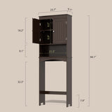 Over The Toilet Storage Cabinet with Open Shelf and Double Doors - Espresso