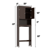 Over The Toilet Storage Cabinet with Open Shelf and Double Doors - Espresso