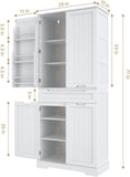 71" Kitchen Pantry Storage Cabinet for Kitchen, Dining Room - White