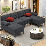 Sofa Bed, Lofka U Shaped Sectional Sleeper Sofa and Couch with Linen Fabric and Memory Foam for Living Room, Gray