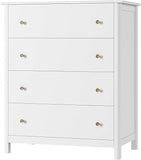 Tall Wood Dresser with Large Drawer & Delicate Handles for Closet, Living Room, Hallway - White