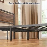 Asofer Full Size Bed Frame, Wood Platform Bedframe, Metal Support, No Squeak, Easy Assembly, Retro