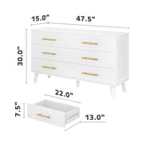 Asofer 6 Drawer Dresser Chest for Clothes and Toys, Wood Storage Cabinet for Bedroom Living Room, White