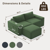 Lofka 80" Sectional Sofa l Shape,Green Couches for Living Room,Deep Seat Cloud Couch No Assembly Required