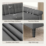 Lofka 80" Gray Linen Sectional Sofa with Left-Side Chaise, 3 Seat L-Shaped Couch, living room sofa with Deep Seats