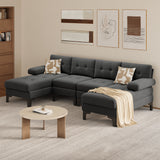 Modern U-Shape Sectional Sofa, Fabric Modular Couch, 4 Seat Oversized Sofa with Chaise for Living Room - Gray