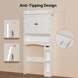 Noelse 32" Over the Toilet Storage Cabinet, Bathroom Organizer with Doors and Adjustable Shelf, Paper Holder Stand, Freestanding Space Saver, White