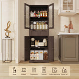 66.9 "H Kitchen Pantry Storage Cabinet with 2 Drawers, 4 Doors , Freestanding Storage Cabinet for Kitchen, Bathroom, Living Room - Brown