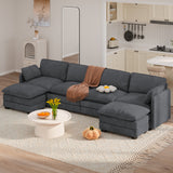 U-Shaped Sectional Couches for Living Room Noelse Cloud Sleeper Sofa with Double Layer Upholstered Seat, Pet-Friendly Fabric Sofa Couches for Living Room Bedroom and Apartment, Gray