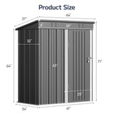 Asofer 5' x 3' FT Outdoor Storage Metal Shed, with 2 Sliding and Lockable Door, Dark Gray