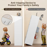 Noelse Toy Storage Cabinet and Kids Bookcase with 4 Movable Drawers and 8 Open Shelves Toy Chest Shelf Organizer with Hidden Wheels for Playroom Nursery Kids Room, White