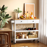 Kitchen Utility Cart with Drawer and Shelves for Home - White