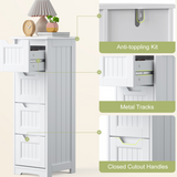 The Small Bathroom Floor Storage Cabinet with 4 Drawers - White