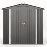 Asofer 6'x4' & 8'x6' Combo Metal Storage Shed, Galvanized Steel Lockable Outdoor Tool Shed for Backyard Patio All Weather