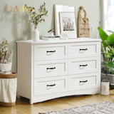 30 "H White Dresser for Bedroom, Double Drawer Dresser, 6 Drawer Dresser for Bedroom, Living Room - White