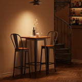 Noelse Bar Table and Chairs Set, Pub Table and Chairs Set of 2 with Elm Solid Wood and Thickened Metal Frame, for Bar, Small Space, Bistro Cafe