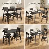 Asofer 5 Piece Dining Table Set with Upholstered PU Chairs, Kitchen Table and Chairs Set for Small Space, Black
