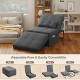 Noelse Sleeper Chair Bed 4 in 1 Sofa Bed, Convertible Chair Assembly-Free Folding Ottoman with Adjustable Backrest and Pillow for Living Room, Office, Dark Gray