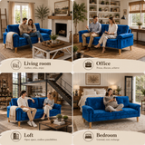70" Velvet Sofa Lofka Modern Sofa for Living Rooms,Bedrooms and Offices Blue 3 Seat Sofa Couch