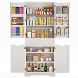 Noelse 64" Tall Kitchen Pantry Storage Cabinet with Doors and 10 Shelves, Noelse Wooden Food Storage Cabinet with Large Drawer for Dining Room and Craft Room, White