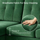 Lofka 80" Green Velvet Sectional Sofa with Chaise, 3 Seat L Shaped Couch, living room couch Deep Cushions and 7.8" Legs