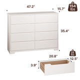 Bedroom Furniture Set - Includes Queen Size Bed Frame with Headboard, 2 Nightstands, 6-Tall Drawer Dresser & 8-Drawer Dresser, White