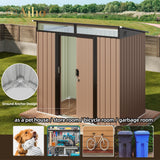 6x4 FT Metal Storage Shed- Brown